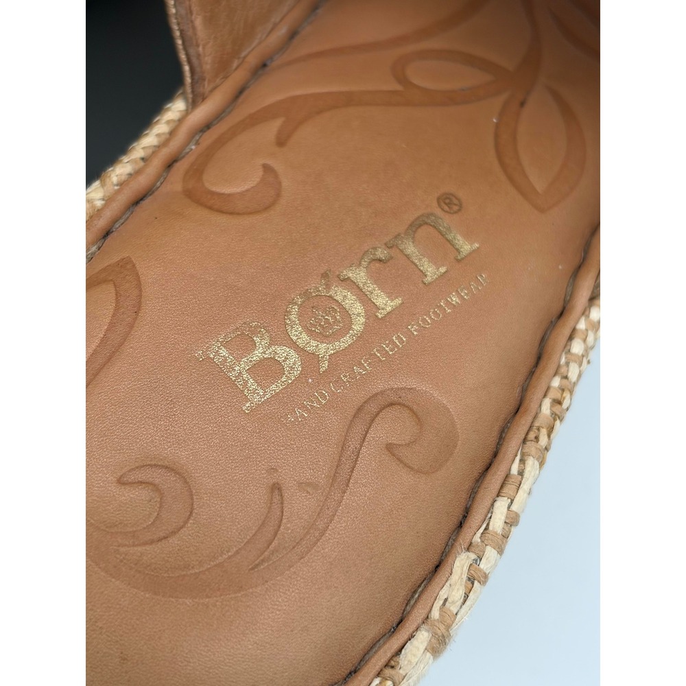 Born Wedge Sandals Womens 8 Gold Leather Espadrille Platform Slides D58010 - Picture 8 of 11